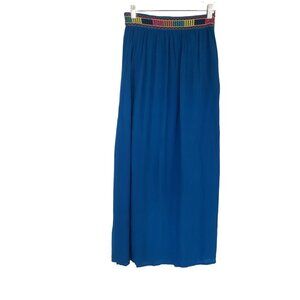 Fun and‎ Flirt Maxi skirt Size Small Medium turquoise  embroidered waist trim